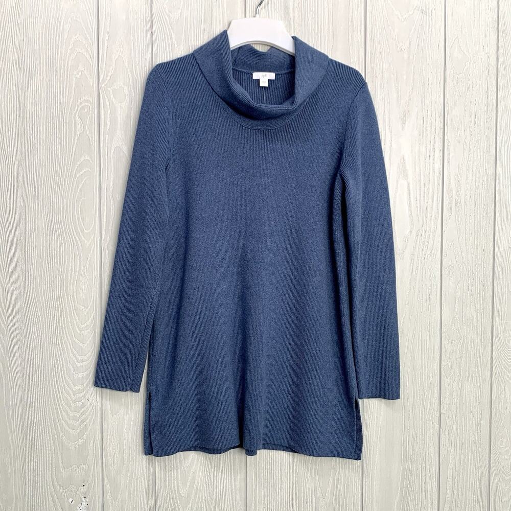 J Jill Blue Twilight Heather Cowl Neck Ribbed Sweater Small NWT